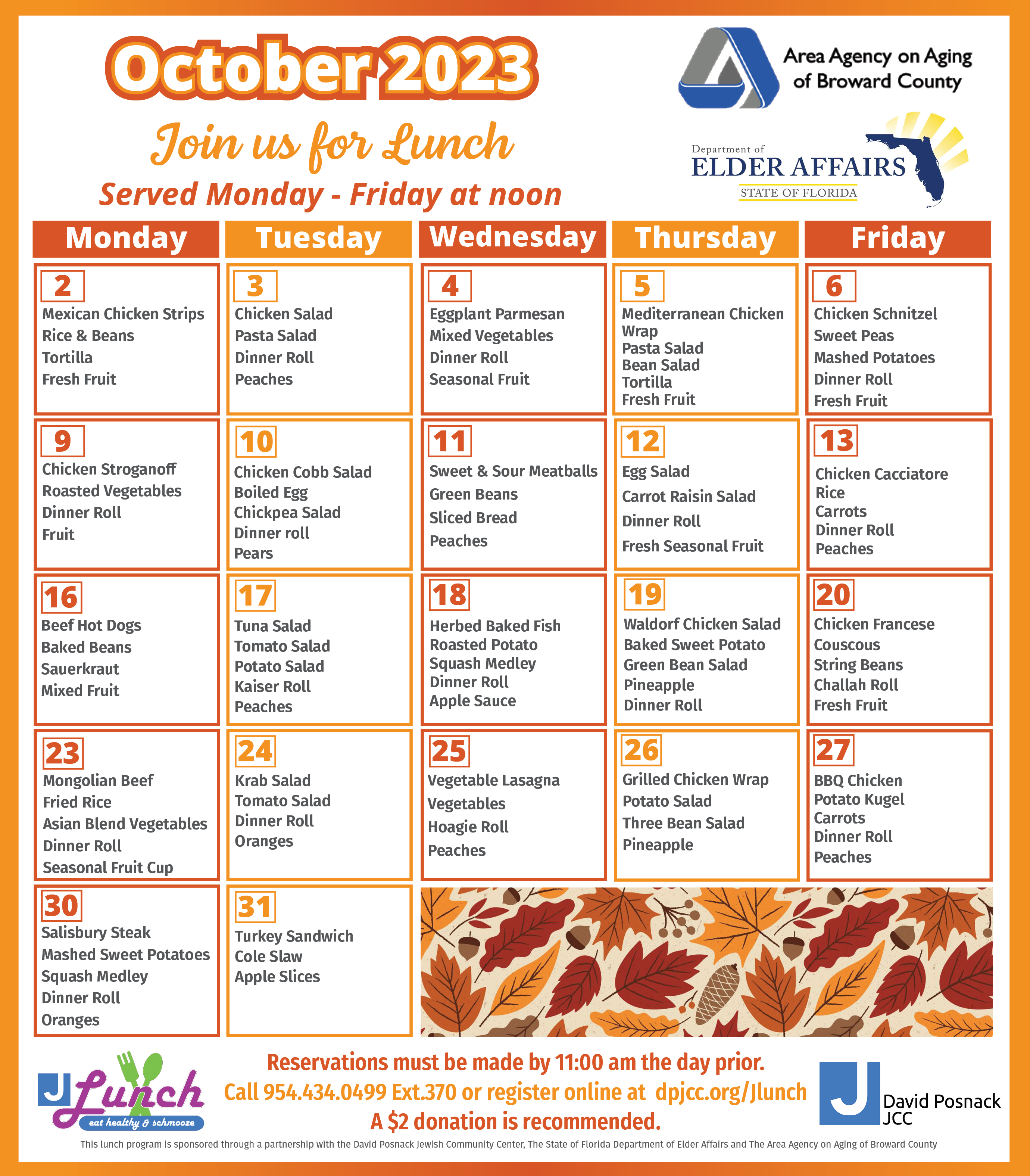 David Posnack JCC - JLunch Menu and Reservation